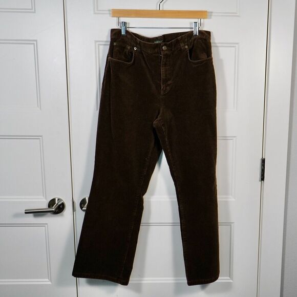 Lauren Jeans Co.Ralph Lauren Brown Corduroy Flat Classic Bootcut Leg Pants Sz 12 - Picture 1 of 6